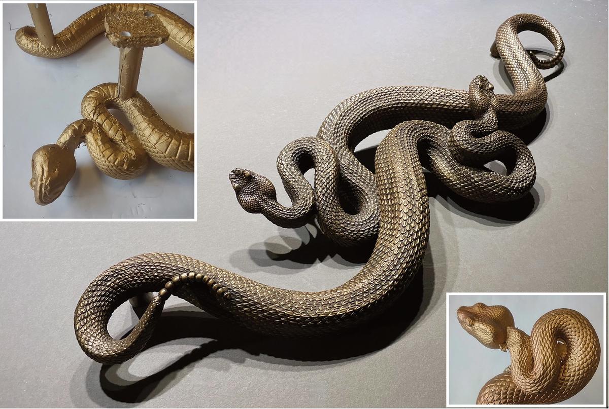 Artist JL Cook's bronze sculptures of rattlesnakes—originally commissioned by the Chiricahua Desert Museum in Rodeo, New Mexico—have been copied and offered for sale on Facebook for a fraction of the price the originals sell at. Some Facebook ads offered them for just $29.95. Image © JL Cook