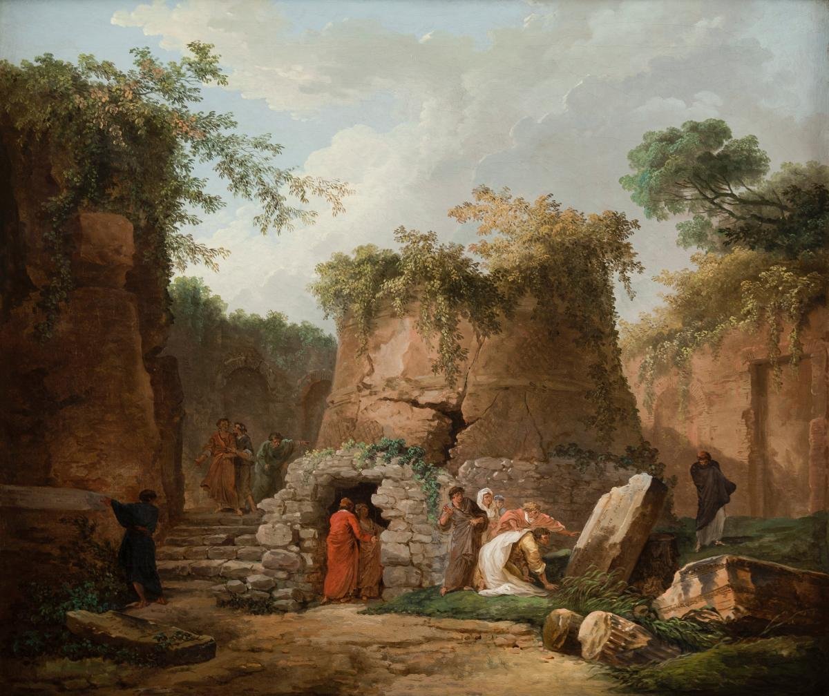 The Tomb of Virgil at Posilipo, near Naples (1784) by Hubert Robert courtesy La Salle University