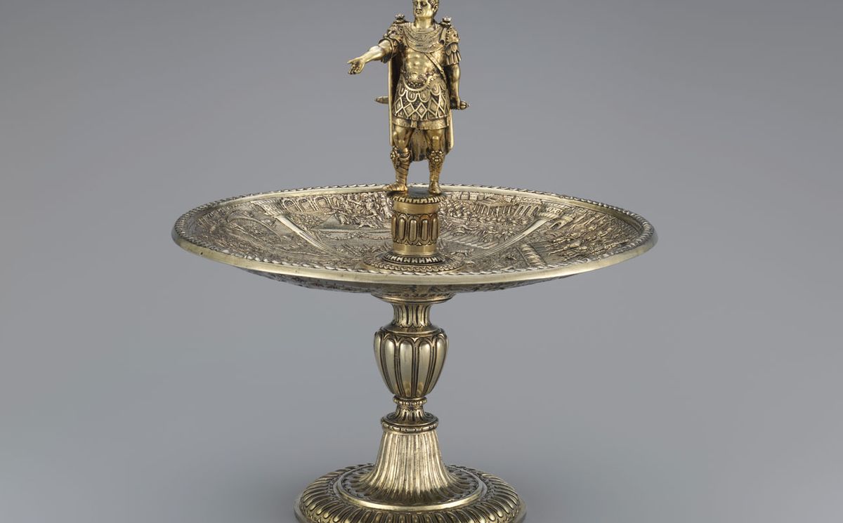Galba figure and Caligula dish from the Aldobrandini Tazze, ca. 1587–99. The set is thought to have been made for the Habsburg dynasty The Metropolitan Museum of Art