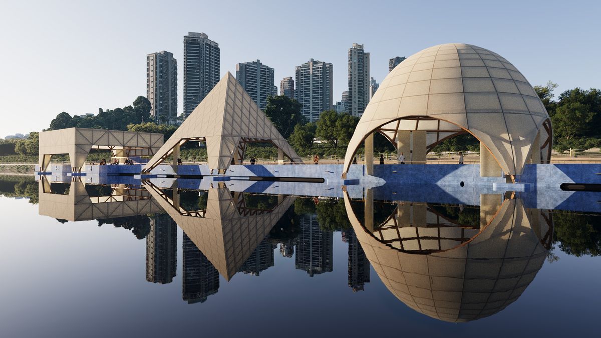 Rendering of IOA’s floating art pavilion in collaboration with METRO Arquitetos, which will launch during São Paulo art week on the city's Pinheiros River Courtesy Hoa Cultural Society