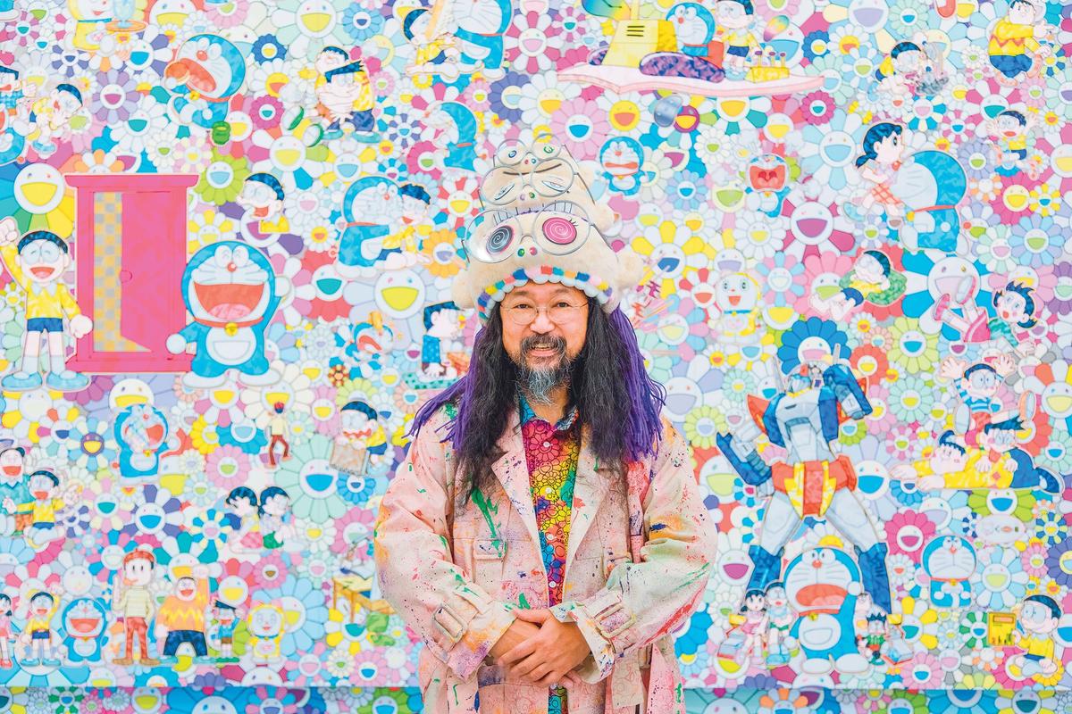 “The chance to be recognised by a large number of people is essential”: Takashi Murakami pictured in front of a large-scale work created for his 2019 exhibition at Tai Kwun Contemporary in Hong Kong Photo: Alex Maeland; © the artist/Kaikai Kiki Co, courtesy of Tai Kwun Contemporary