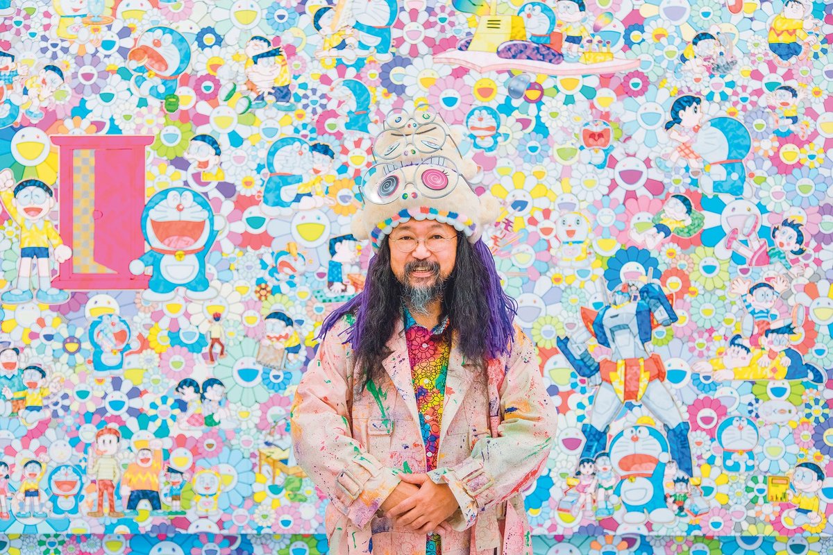 “The chance to be recognised by a large number of people is essential”: Takashi Murakami pictured in front of a large-scale work created for his 2019 exhibition at Tai Kwun Contemporary in Hong Kong Photo: Alex Maeland; © the artist/Kaikai Kiki Co, courtesy of Tai Kwun Contemporary