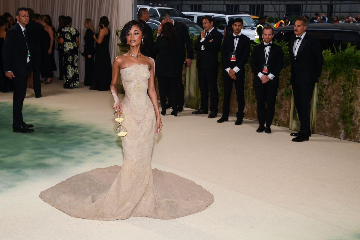 Singer Tyla arrives at the 2024 Met Gala Photo by Anthony Behar / Sipa USA / Alamy Live News
