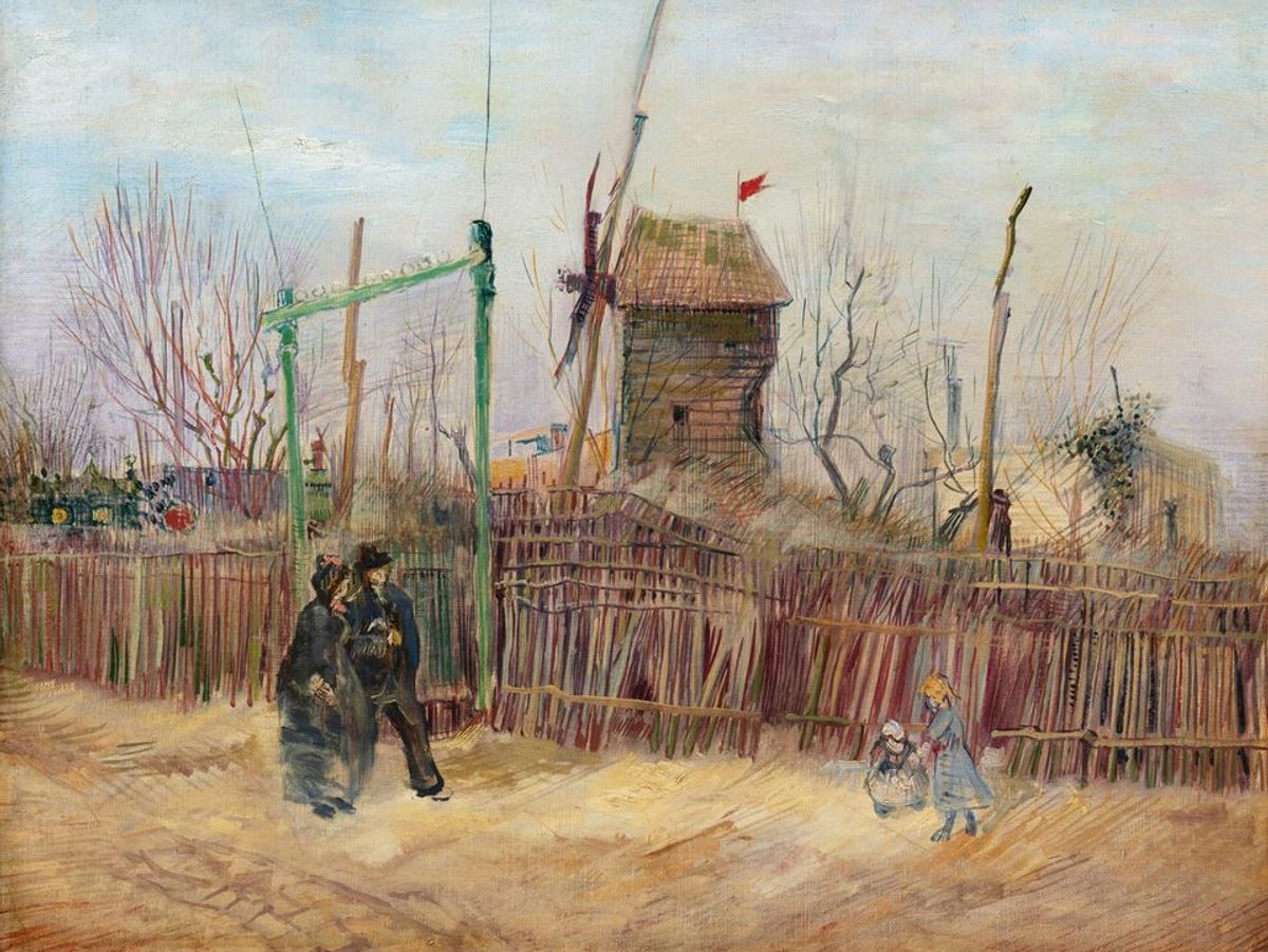Vincent van Gogh’s Scène de rue à Montmartre/Montmartre Street Scene (Impasse des Deux Frères et le Moulin à Poivre) (February-April 1887) Image: courtesy of Sotheby’s/ArtDigital Studio