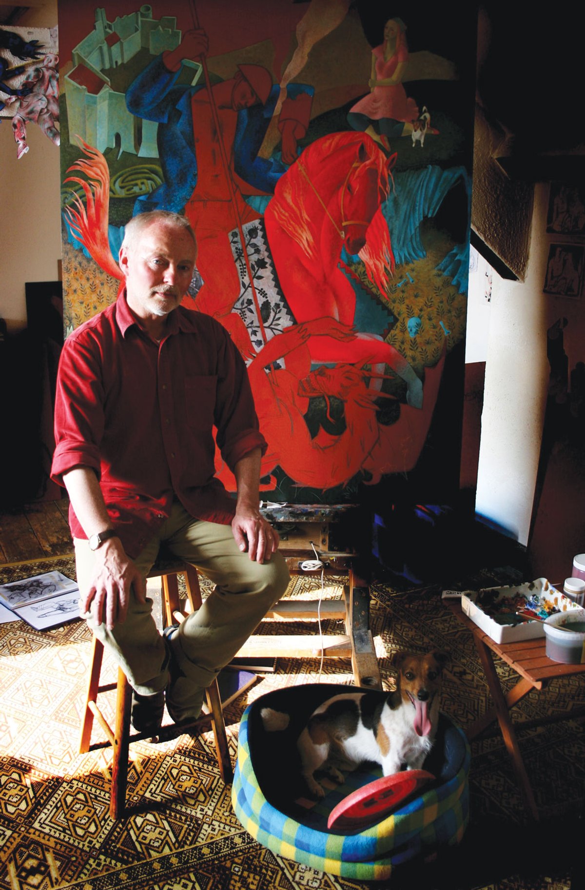 The artist and illustrator Clive Hicks-Jenkins with his dog Jack Photo: Peter Telfer