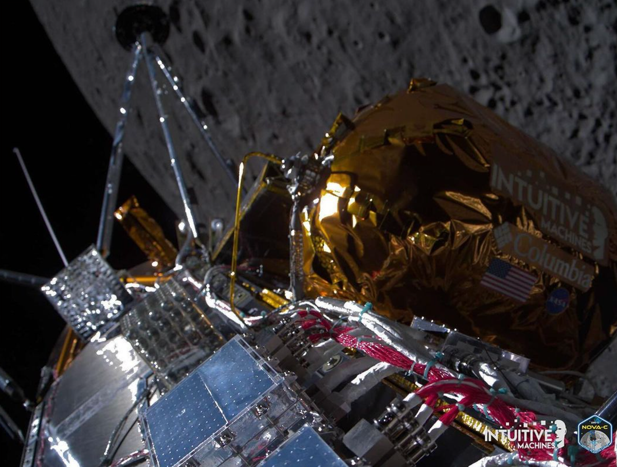 Intuitive Machines’ Nova-C lunar lander, orbiting the moon ahead of landing

Photo: Intuitive Machines, NASA, SpaceX