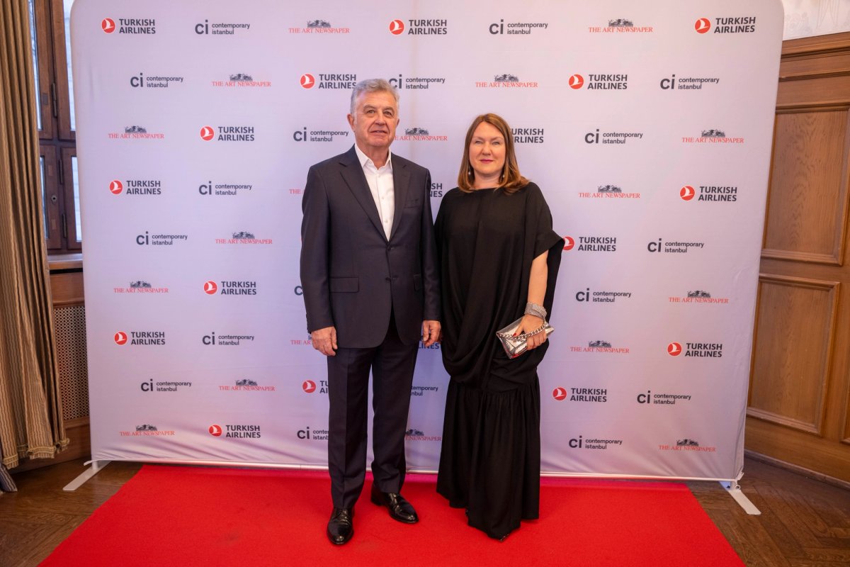 Ali Güreli, the founder of Contemporary Istanbul, and Inna Bazhenova, the publisher of The Art Newspaper Group, at the launch of The Art Newspaper Türkiye in Basel Photo: © Tarık Saroglu