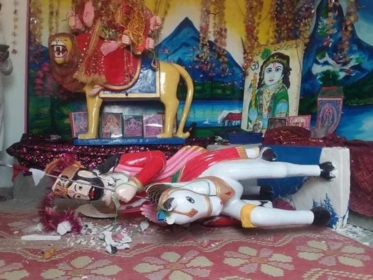 Ganesha temple in Bhong was attacked on Wednesday 