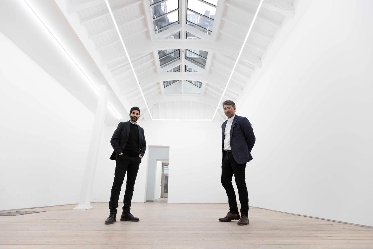 Jeremy Epstein and Charlie Fellowes in the new Edel Assanti gallery
Photo: Will Amlot. Courtesy Edel Assanti