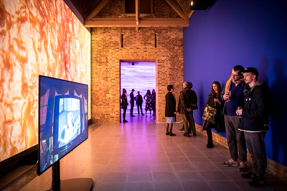 Installation view of Sondra Perry: Typhoon Coming On at the Serpentine Sackler Gallery in London Serpentine Galleries