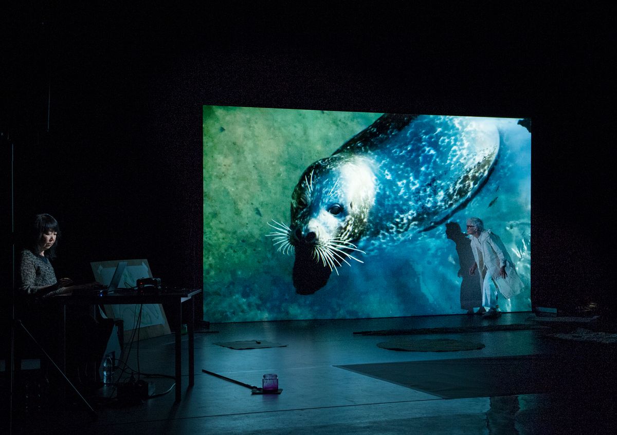 Joan Jonas performing Moving off the Land: Oceans - Sketches and Notes Brotherton-Lock