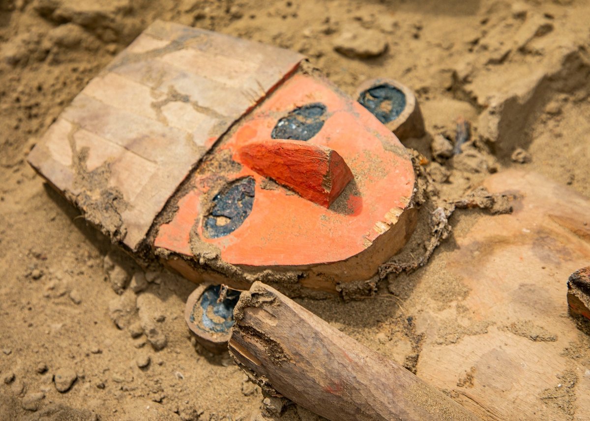 Archaeologists discovered the sculpture alongside nectandra seeds, a genus that has been found in surrounding Chimú burials of sacrificed children and adolescents. Peruvian Ministry of Culture.
