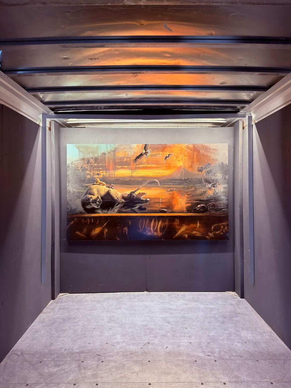 Alexis Rockman’s The La Brea Tar Pits depicts the pits’ ancient dwellers Courtesy U-Haul Gallery