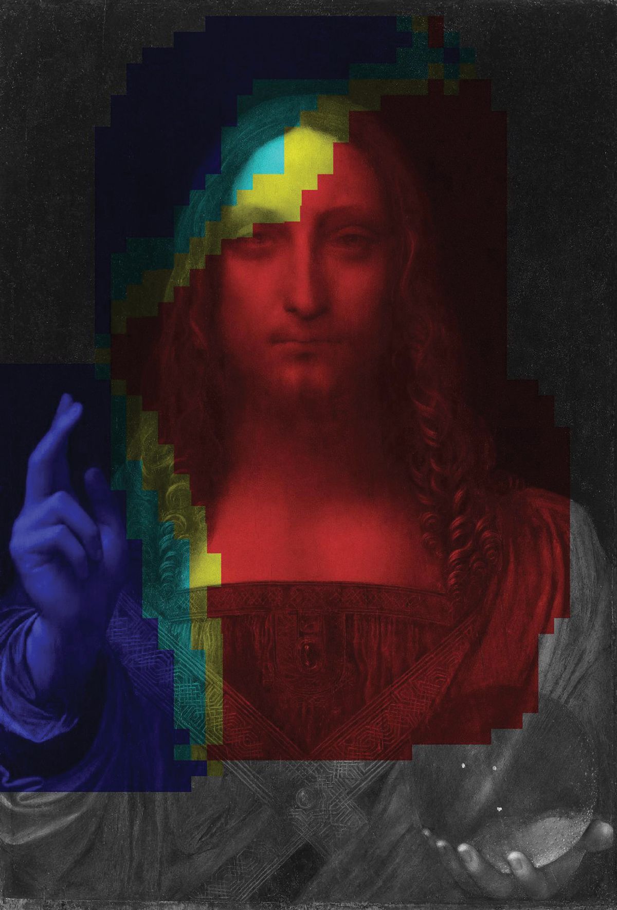 Two examinations of Leonardo’s Salvator Mundi suggest that it was initially conceived as just a head and shoulders, with the hands and arms added later on. © CNN ANALYSIS