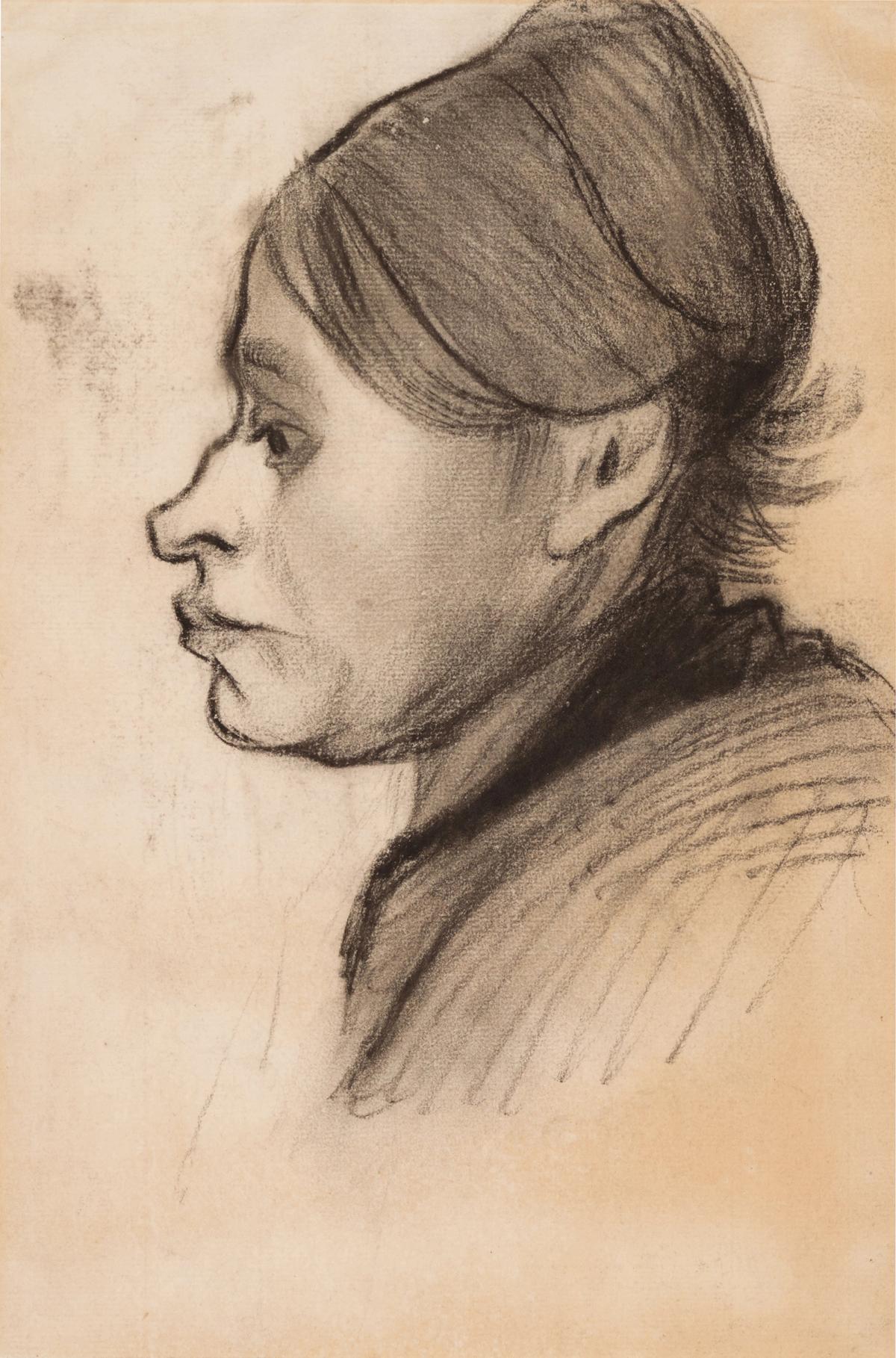 Head of a Peasant Woman, left profile (December 1884-May 1885), which comes up at Sotheby’s, London on 25 June (estimate £400,000-£600,000)

Sotheby’s