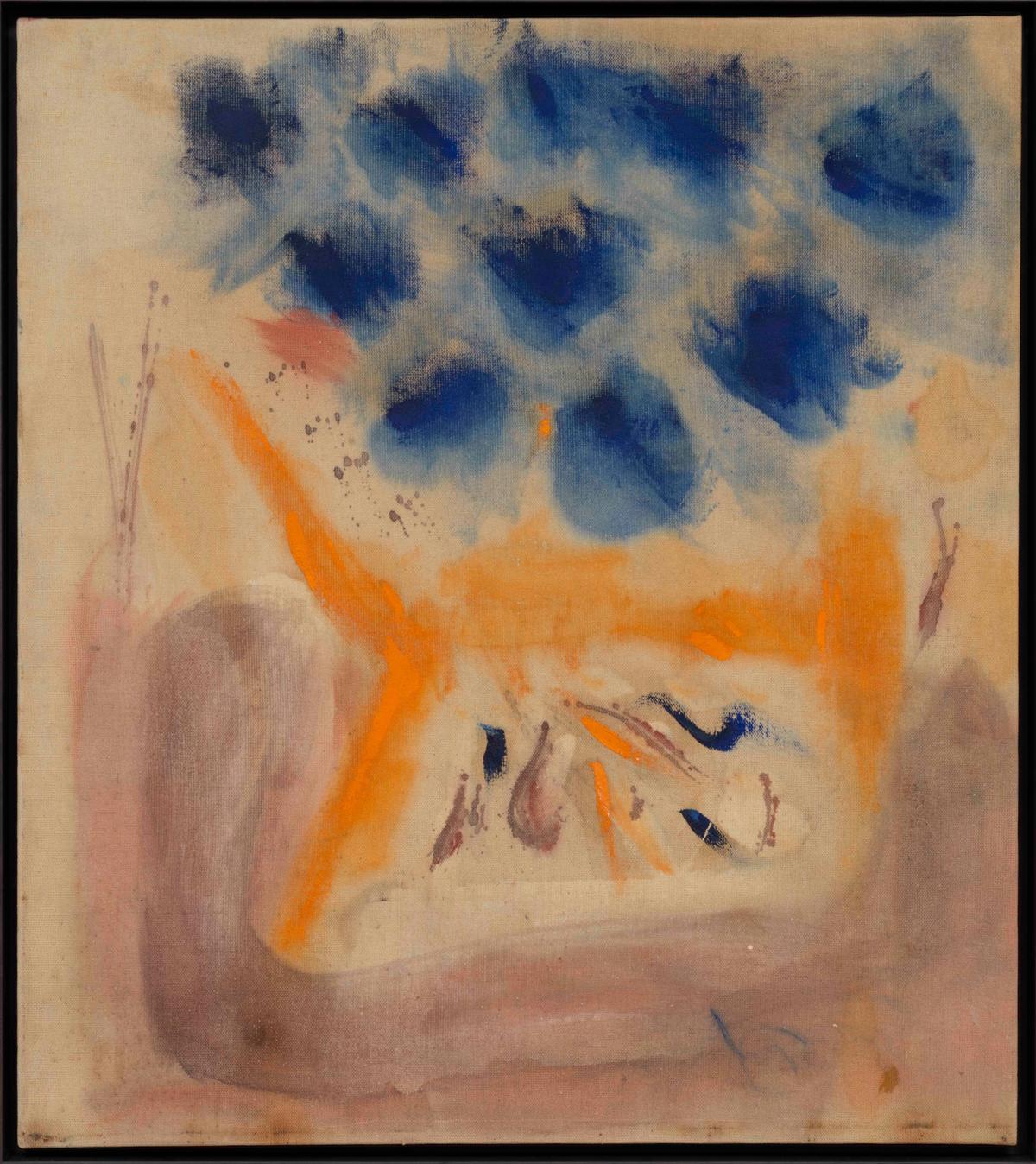 With Blue (1953) by Helen Frankenthaler © 2019 Helen Frankenthaler Foundation, Inc./Artists Rights Society (ARS), New York. Photo: Rob McKeever. Courtesy Gagosian