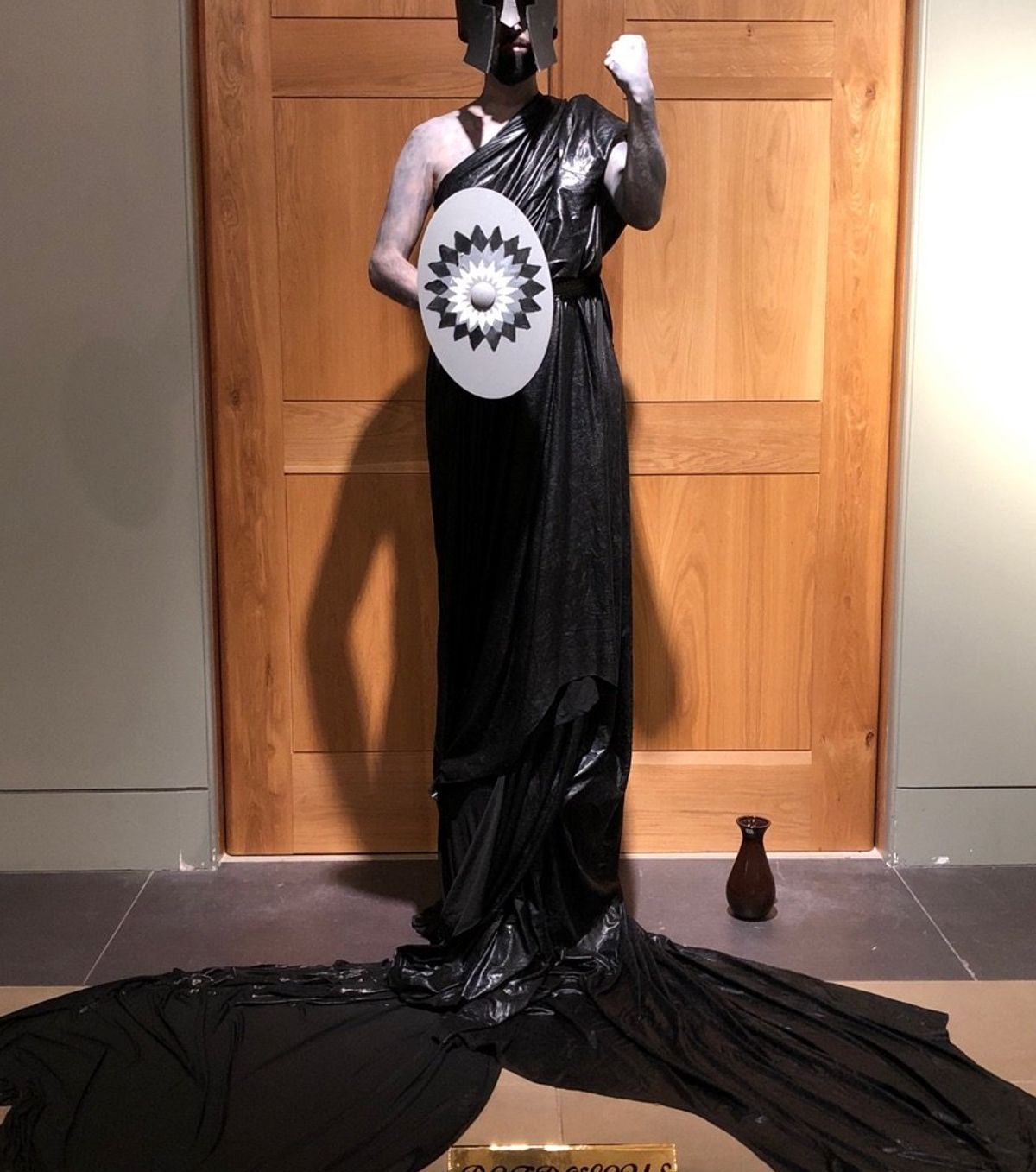 A member of the climate activist group BP or not BP?, dressed as the Petroleus, a tongue-in-cheek addition to ancient Greek mythology Courtesy of Gareth Harris
