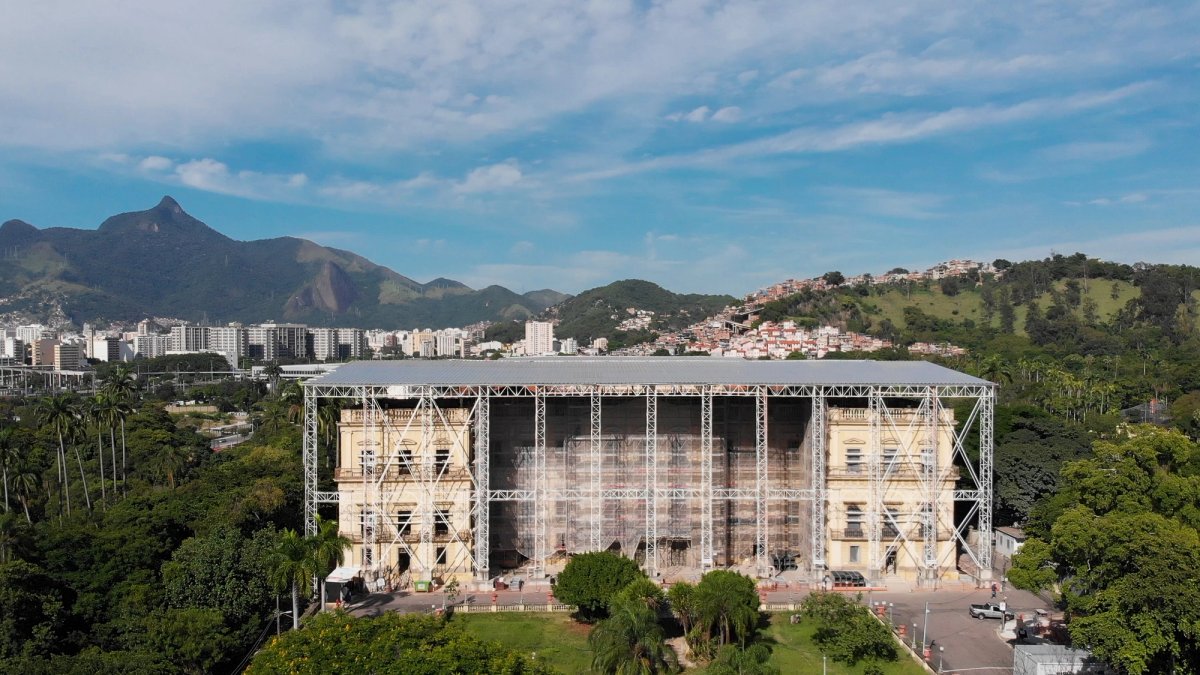 The National Museum of Brazil (Museu Nacional-UFRJ) under construction following the 2018 fire. Photo: Felipe Cohen. Courtesy Museu Nacional-UFRJ.