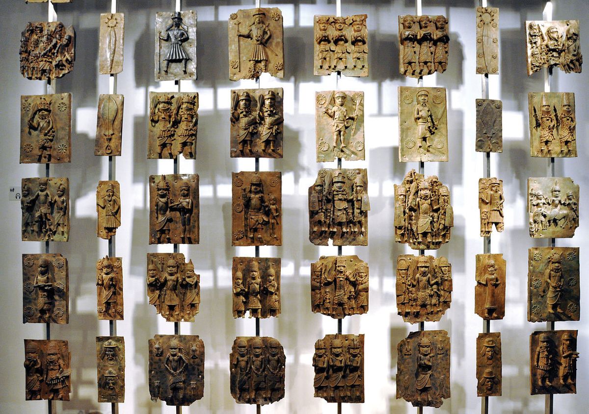 Cast brass plaques, known as “bronzes”, are among around 700 Benin objects in the British Museum’s collection Andreas Praefcke