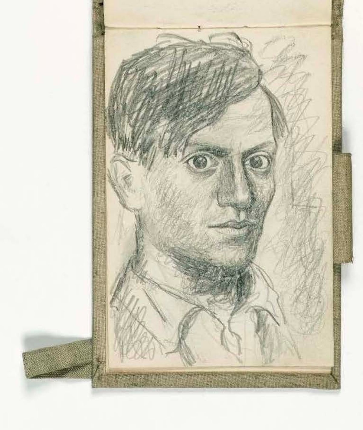 Pablo Picasso, Self Portrait from Carnet 214, Paris-Biarritz, summer-autumn 1918 
© FABA; Photo: Marc Domage / 2023 Estate of Pablo Picasso-ARS New York