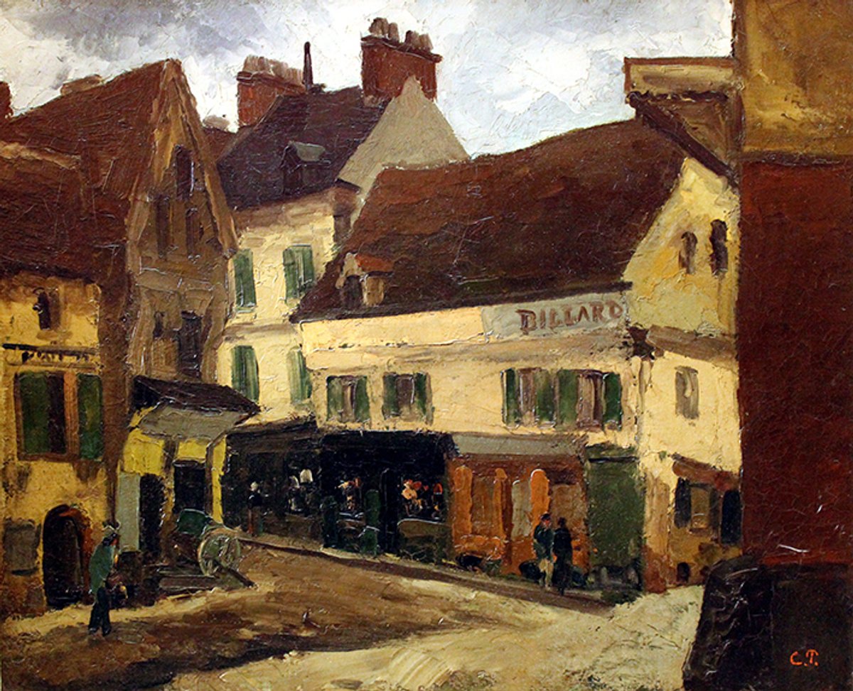 Camille Pissaroo, Une place à la Roche-Guyon (1867) was bought by the National Galerie in 1961 from A. Tooth, London. On 14 April Hermann Parzinger, the chair of the museums of Berlin, agreed to "restitute" the looted painting, asking for an agreement to keep the work at the museum.
