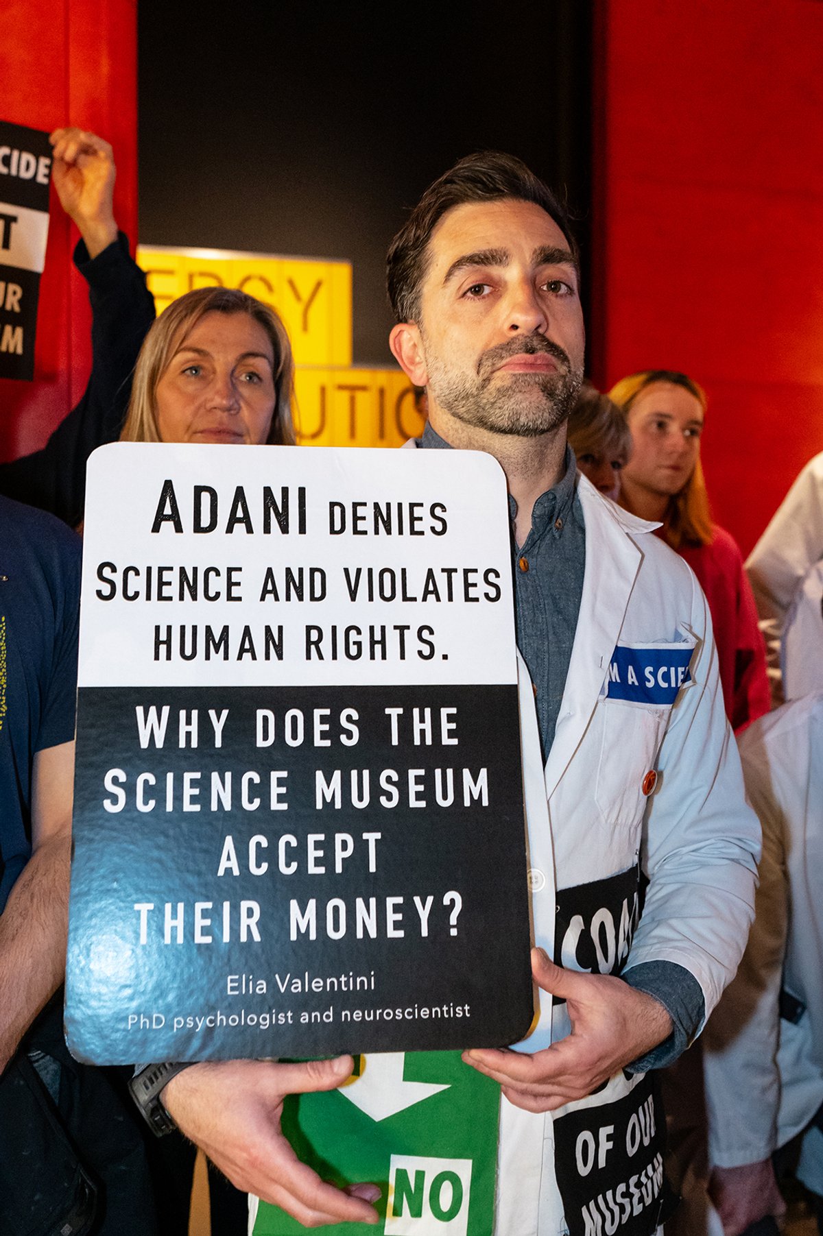 The protestors' action led to the Energy Revolution gallery—which bears the controversial sponsorship—being closed to the public Credit: Andrea Domeniconi