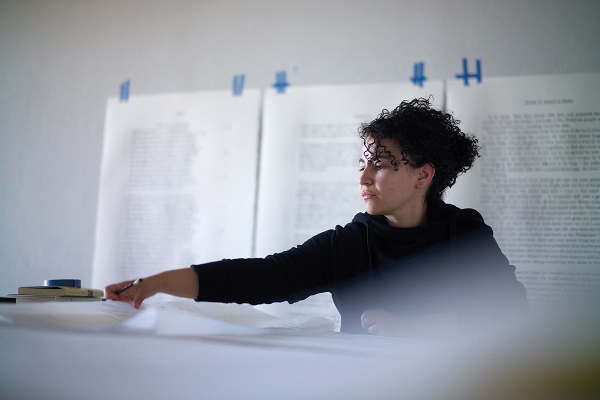 Bethany Collins, who researched different versions of the US national anthem, pictured in her studio Photo © Chris Edward