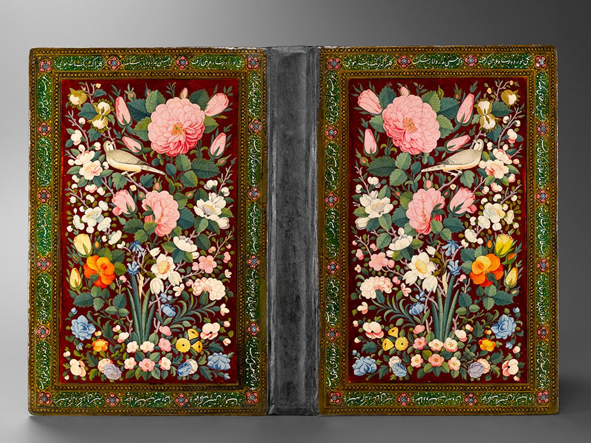 A bookbinding with flowers and birds (late 18th to early 19th century) from Iran © RMN-Grand Palais/Art Resource, New York
