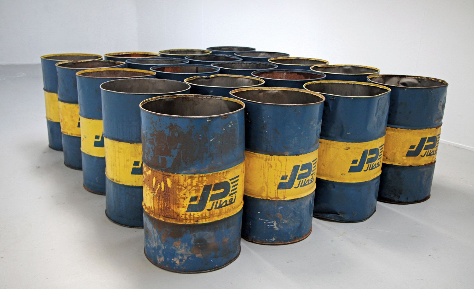 20 Naftal Oil Barrels form part of Ourahmane's installation The Third Choir (2015) The artist.; CZ-5HE Radio Transmitter; Dublin