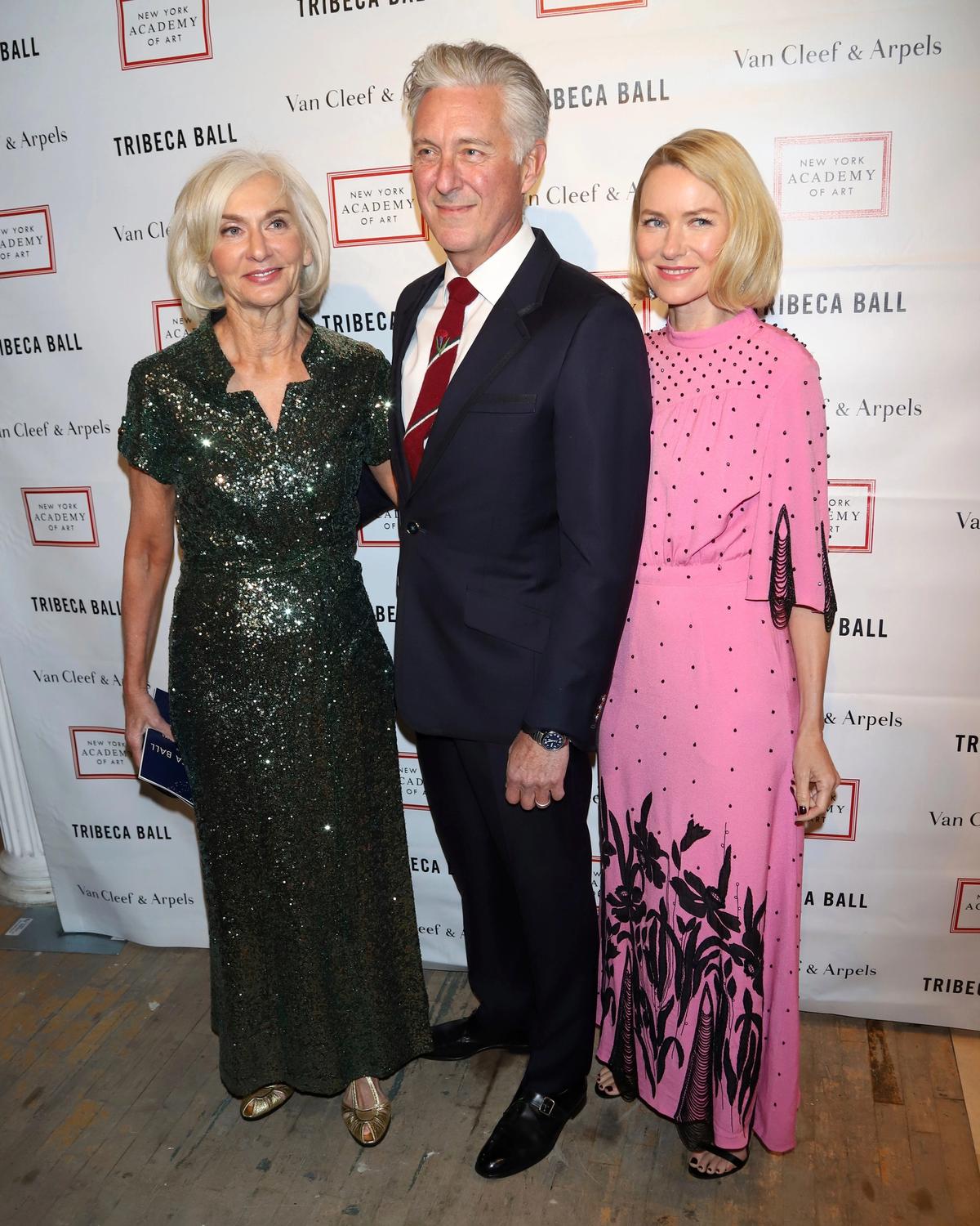 From left: Eileen Guggenheim, David Kratz and Naomi Watts attend the Tribeca Ball at the New York Academy of Art in 2018. Greg Allen/Invision/AP/Shutterstock