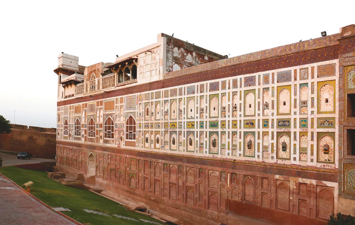 The magnificent Picture Wall is one of the largest murals in the world. Its ceramic mosaics and painted panels are being restored as part of the project to rehabilitate the Walled City Aga Khan Trust for Culture