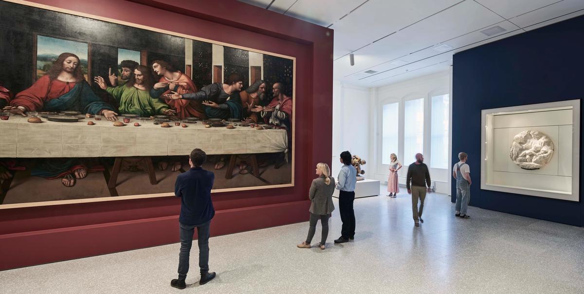 Michelangelo’s marble relief is placed close to a 16th-century copy of Leonardo’s Last Supper in the new Royal Academy Royal Academy of Arts. Photo: Rory Mulvey