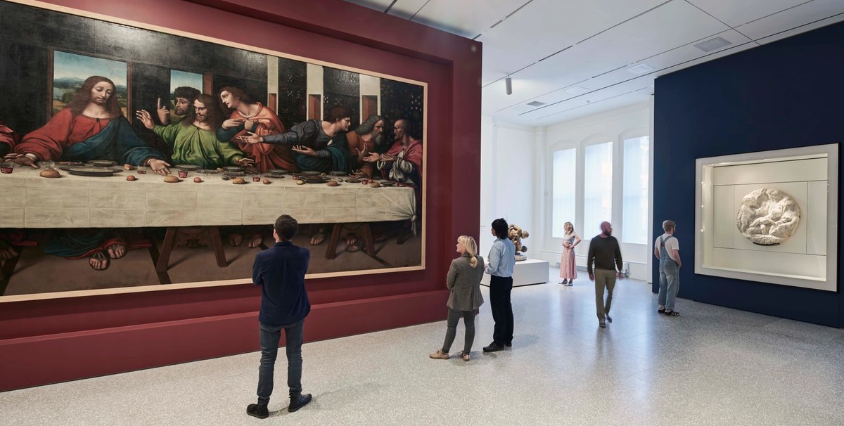 Michelangelo’s marble relief is placed close to a 16th-century copy of Leonardo’s Last Supper in the new Royal Academy Royal Academy of Arts. Photo: Rory Mulvey