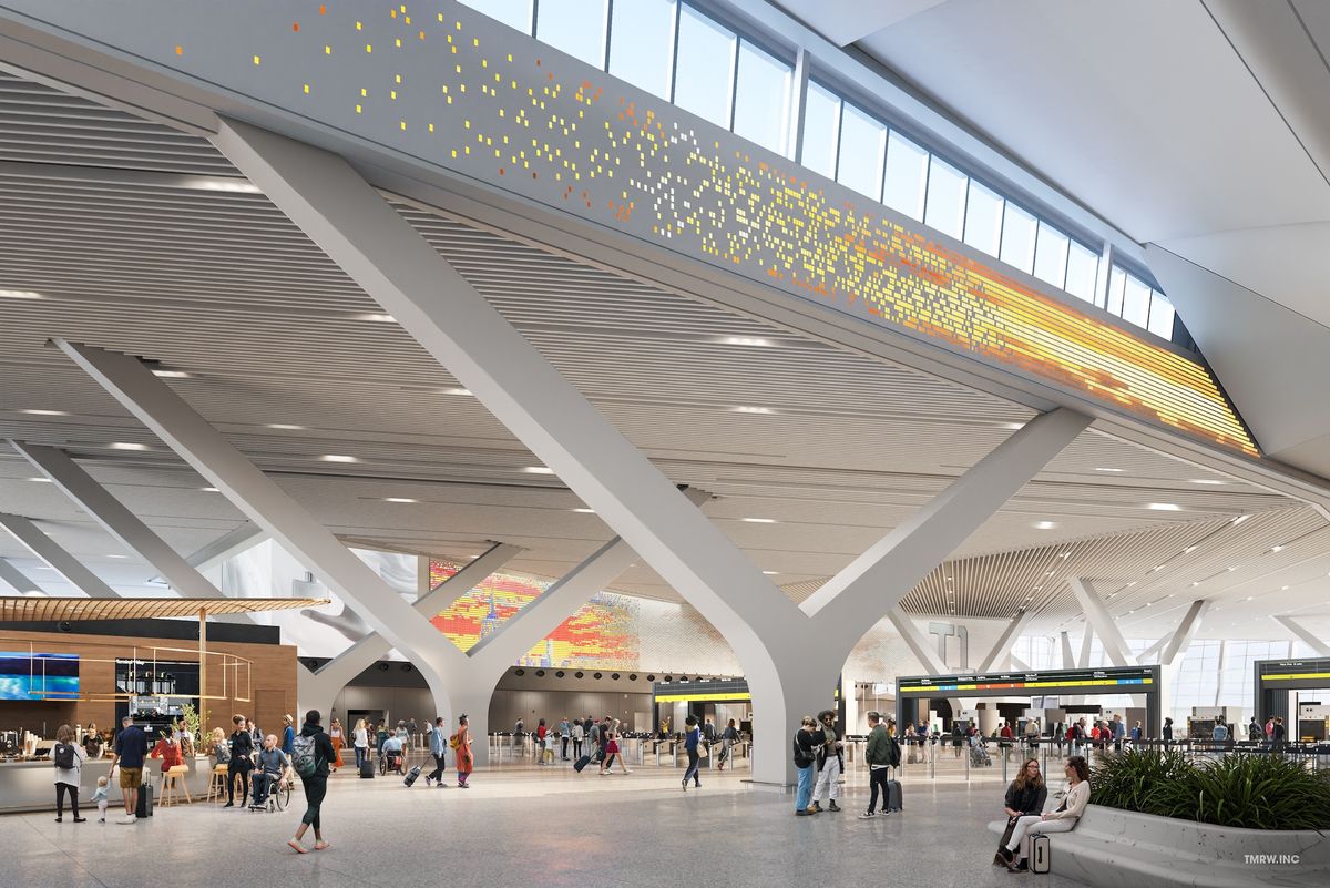 Rendering of the future departures hall at JFK Airport's New Terminal One Credit: The New Terminal One at JFK/Arup.