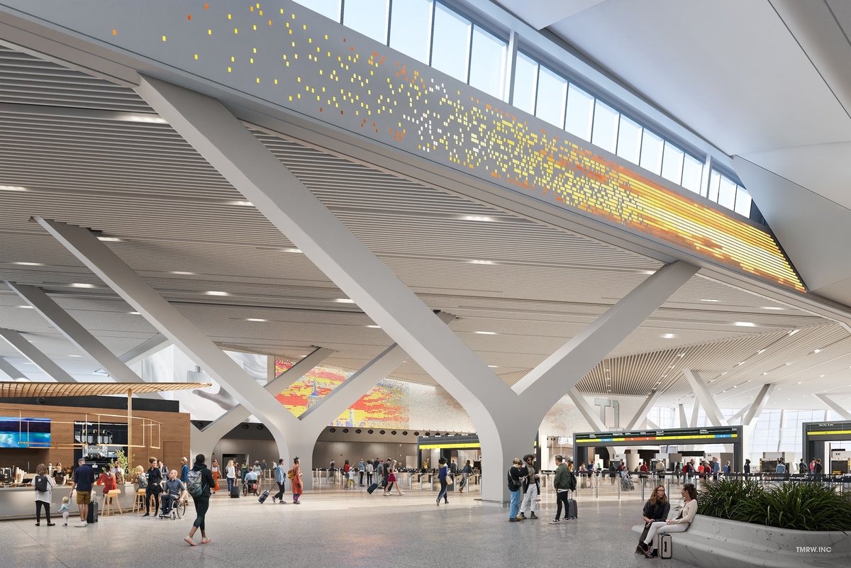 Rendering of the future departures hall at JFK Airport's New Terminal One Credit: The New Terminal One at JFK/Arup.
