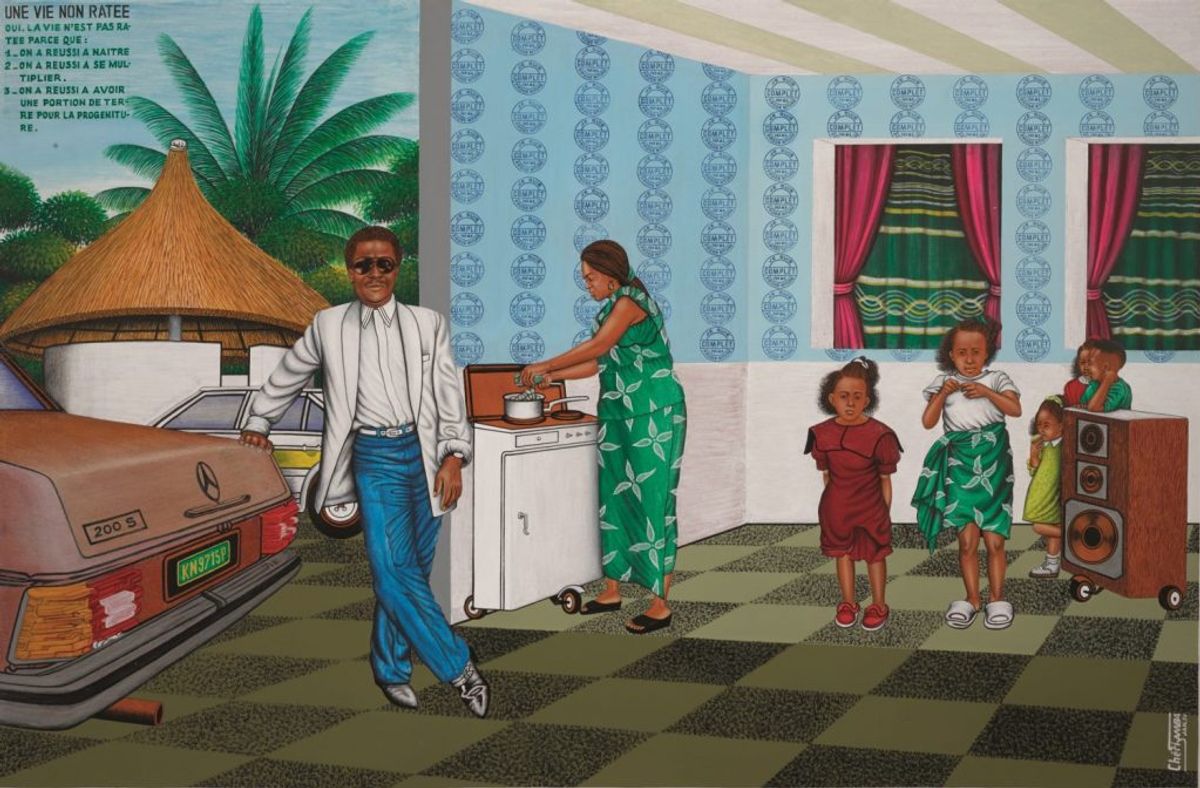 Cheri Samba's Une vie non ratee (A Successful Life) (1995) was featured in Sotheby's first ever Modern and contemporary African art sale in 2017
Courtesy of Sotheby's