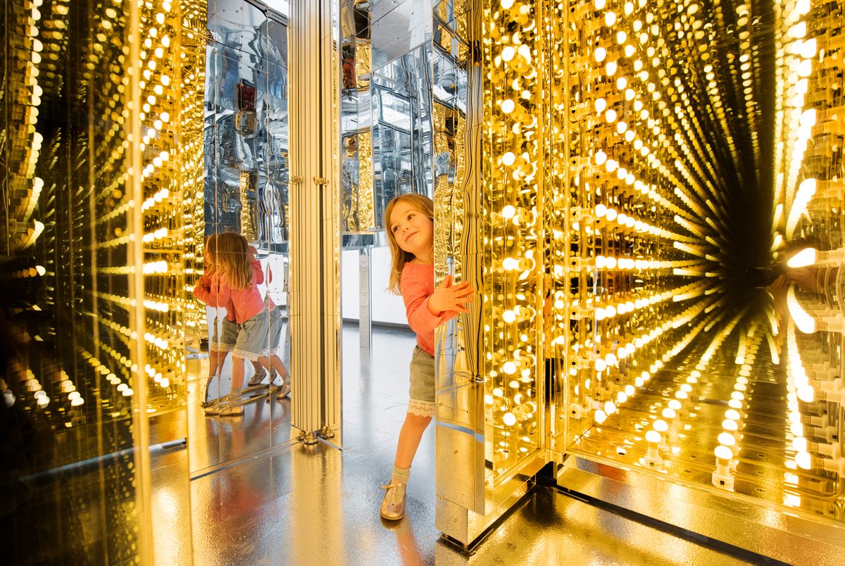 A young visitor explored the interior of Lee Bul’s Via Negativa II (2014) at Hayward Gallery Lee Bul 2018; Photo: Linda Nylind