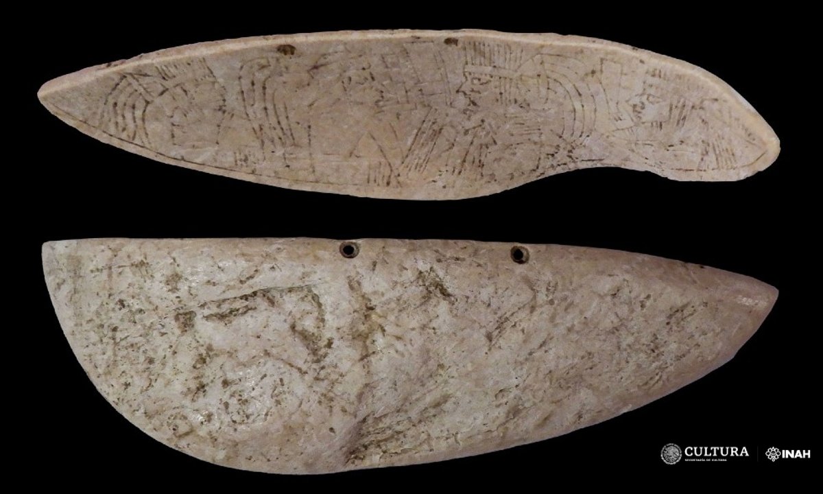 Archaeologists uncover historical Maya necklace made out of conch shell Archaeologists uncover historical Maya necklace made out of conch shell