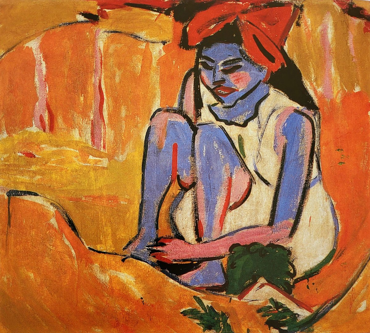 Ernst Ludwig Kirchner's Das blaue Mädchen in der Sonne (Blue girl in the sun, 1910)