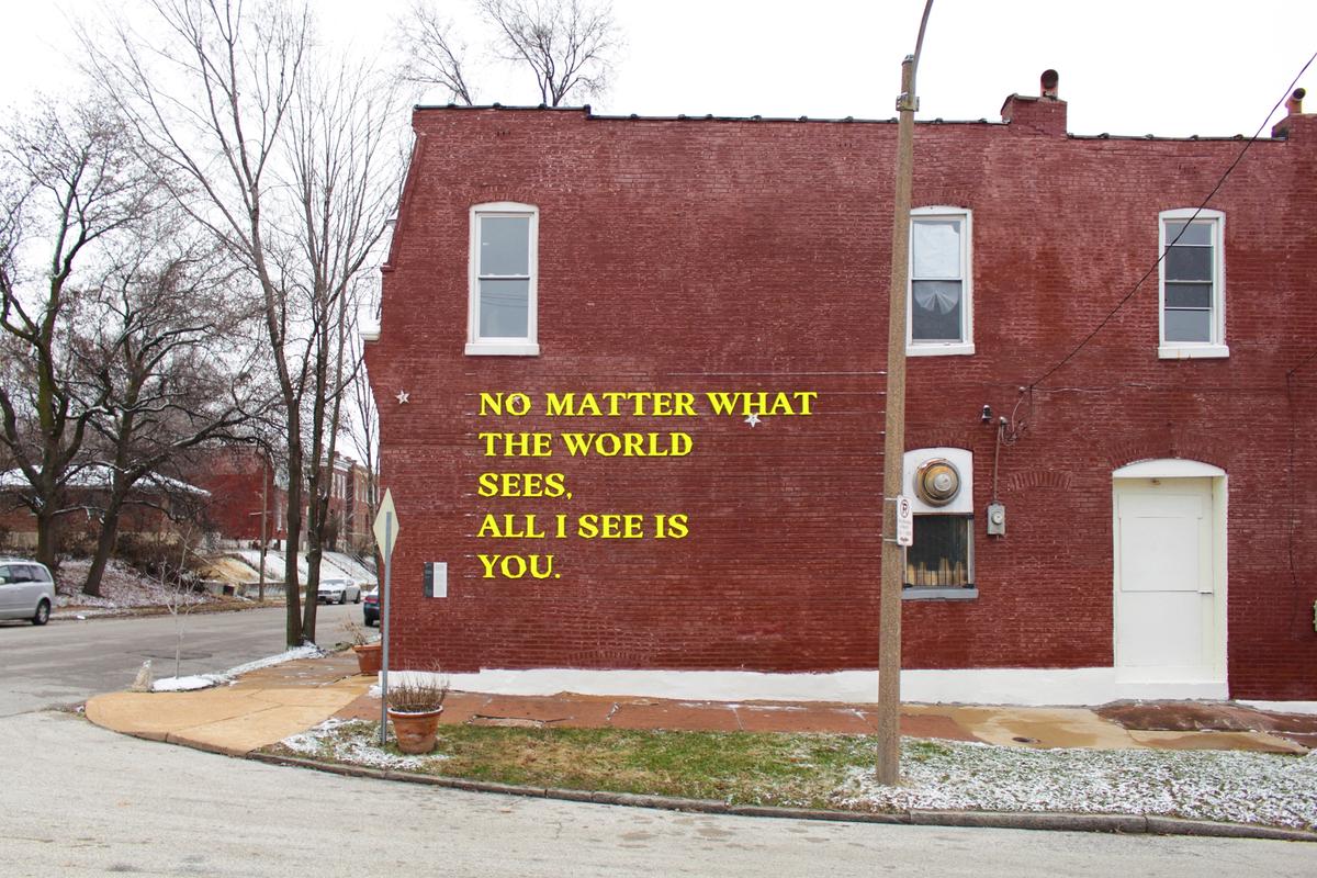 An installation view of Work/Play's 2019 project funded by regional partner Luminary Futures in St. Louis Courtesy of the artists.