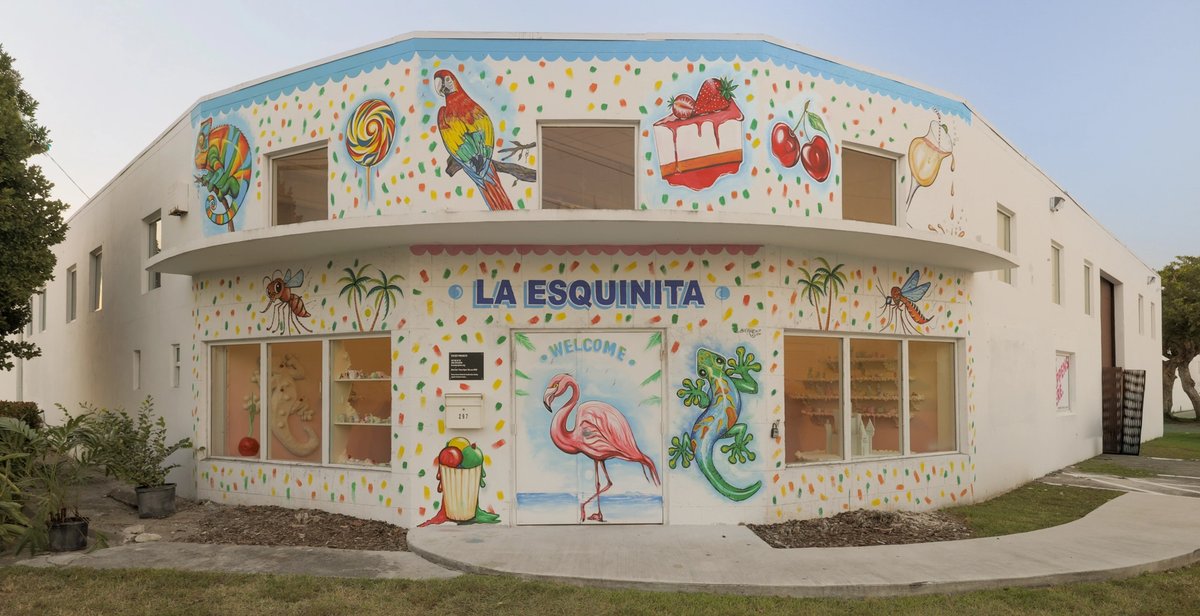 Tara Long’s La Esquinita at Locust Projects is inspired by the bodegas found throughout Miami, with a commissioned mural painted by Serge Toussaint Photo: Pedro Wazzan, courtesy of the artist