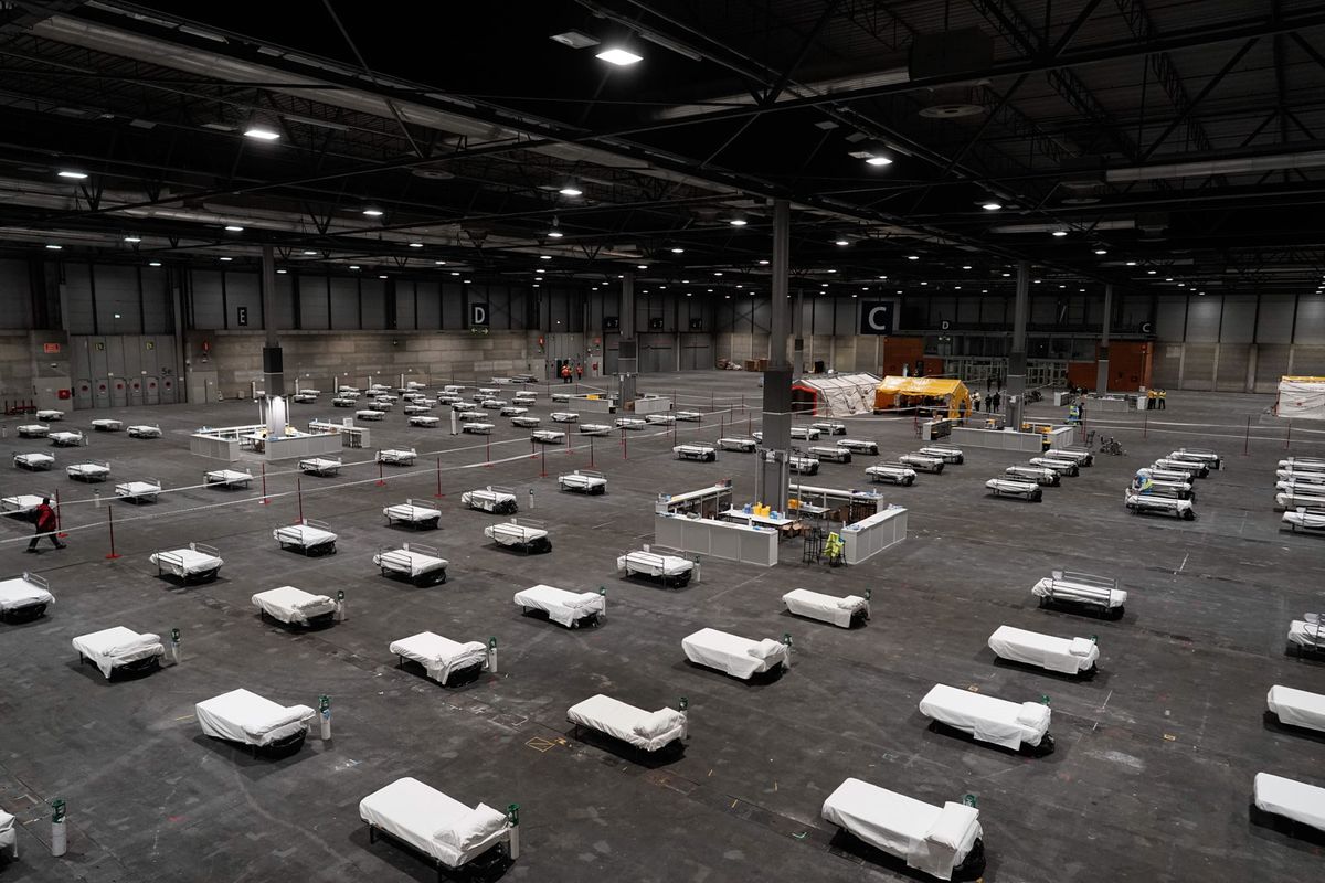Ifema exhibition centre in Madrid has been transformed into an emergency hospital of coronavirus patients © Photo: Borja Sanchez-Trillo, Comunidad de Madrid via Getty Images