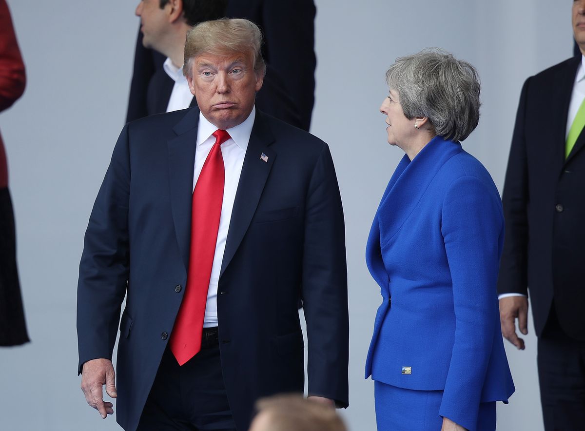 US President Donald Trump with the UK Prime Minister during the Nato summit this week Sean Gallup/Getty Images