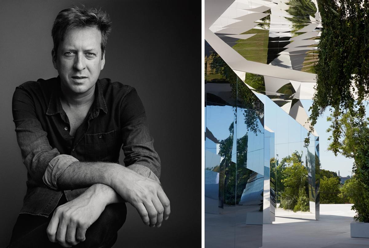 Doug Aitken created a mirrored pavilion on an island in Venice for Yves Saint Laurent's Spring/Summer 2022 show Courtesy of YSL