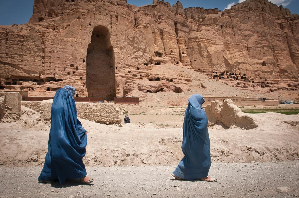 The ancient Buddhas of Bamiyan, the sculptures in Afghanistan that were built in 507AD and 554AD, were the largest statues of standing Buddha on Earth until the Taliban blew them up in 2001 Photo: US Army / Sgt. Ken Scar, 7th Mobile Public Affairs Detachment