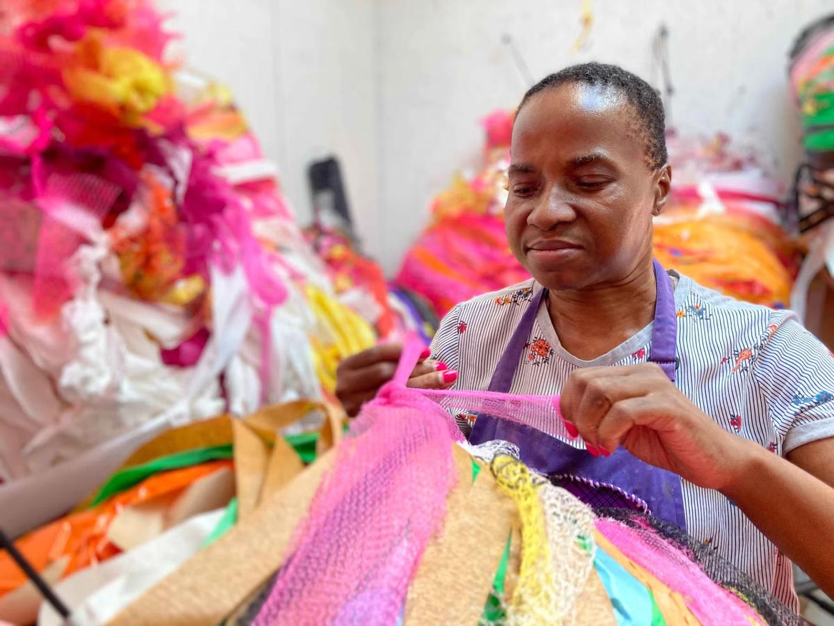 The artist’s work is comprised of suspended sculptures bound with rope and tape along with swirling vortex drawings
Courtesy of Nnena Kalu and Action Space