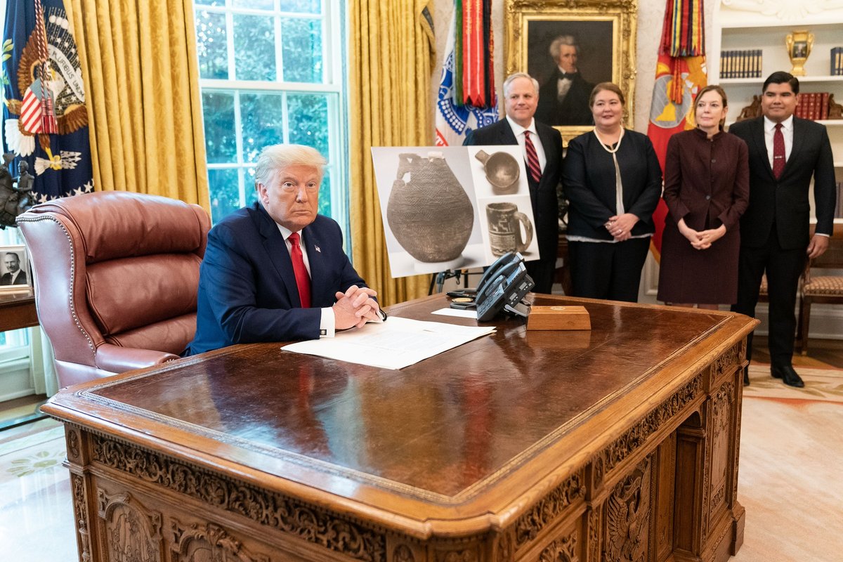 US President Donald J. Trump during a repatriation ceremony for Native American remains and artefacts from Finland in September 2020 Official White House Photo by Joyce N. Boghosian, via Flickr