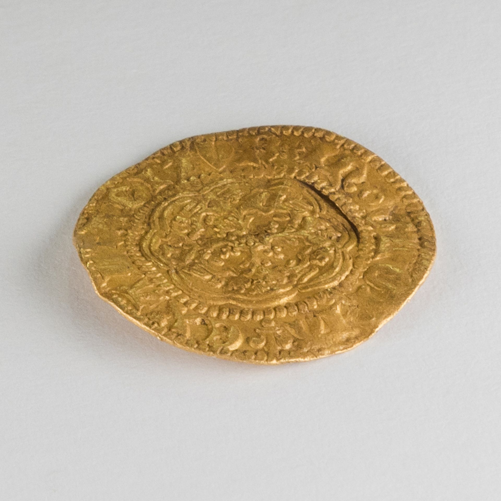 A Henry VI quarter noble, minted in London between 1422 and 1427, and recently discovered in eastern Canada. Courtesy Government of Newfoundland and Labrador.