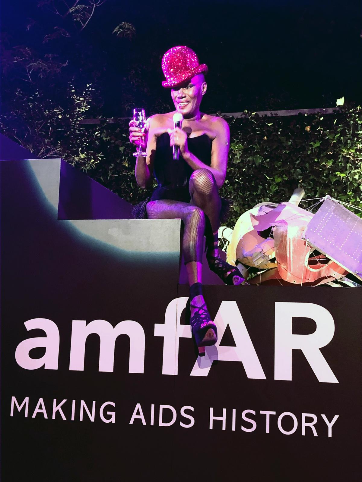 Grace Jones at the amfAR gala in Mexico City, February 2019 Linda Yablonsky