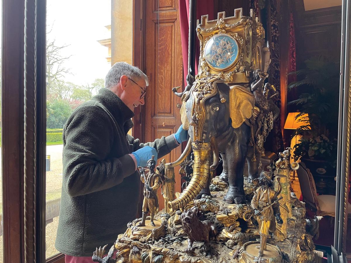 Clock and watch expert Jonathan Betts in the process of restoring the 1772 elephant automaton at Waddesdon Manor © Waddesdon Image Library, Merriman Photography